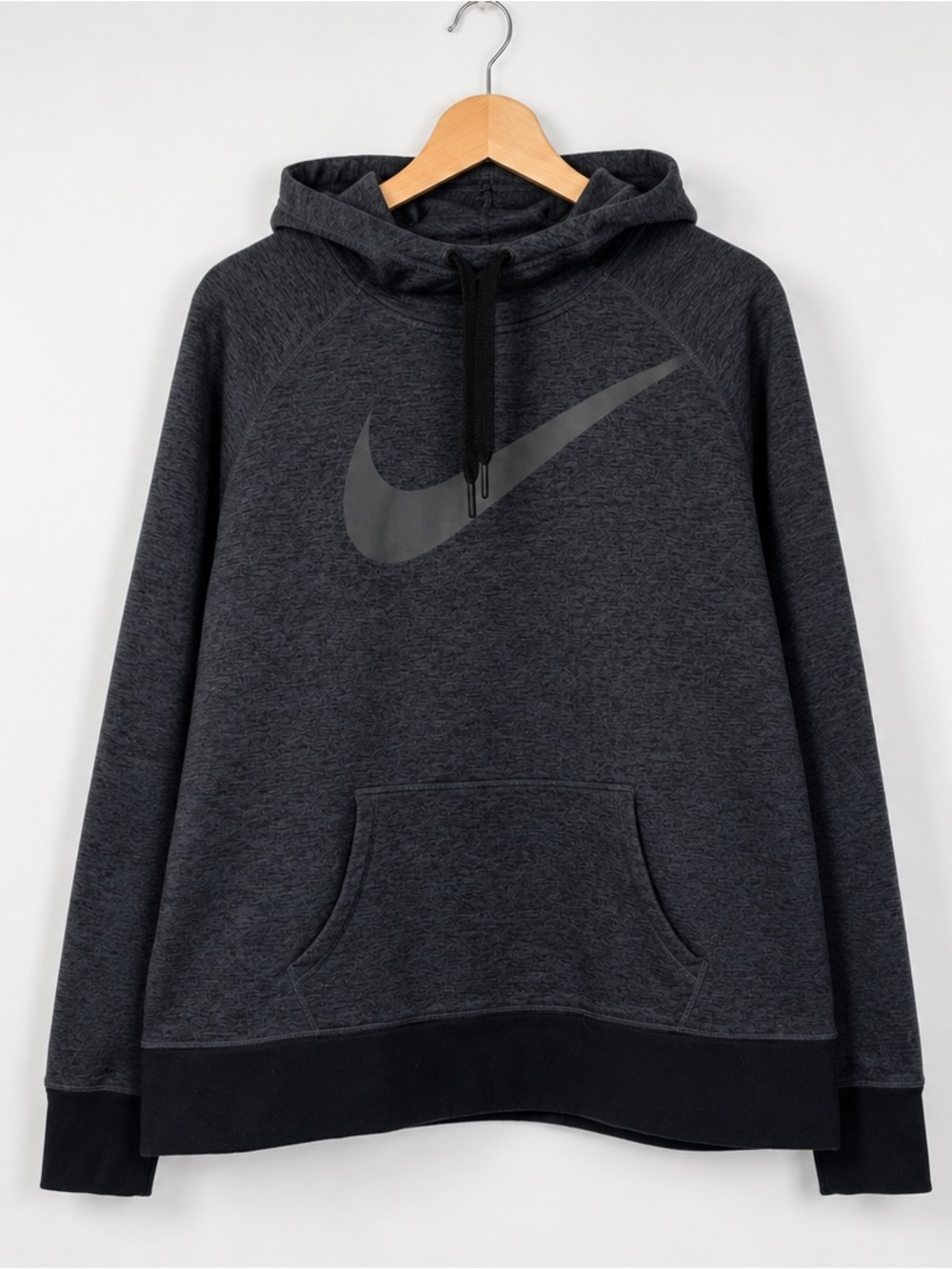Nike Therma-FIT Pullover Hoodie XL Gray Black Big Swoosh Fleece Athletic